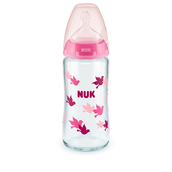 Продукт NUK First Choice - стъклено шише Temperature Control 240мл. със силиконов биберон за хранене 0-6мес. - 0 - BG Hlapeta
